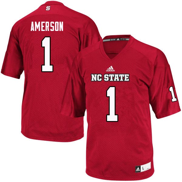 Men #1 David Amerson NC State Wolfpack College Football Jerseys Sale-Red - Click Image to Close
